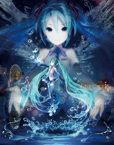 像初音未來的虛擬人物藍色頭發(fā),初音未來綠色頭發(fā)  第1張