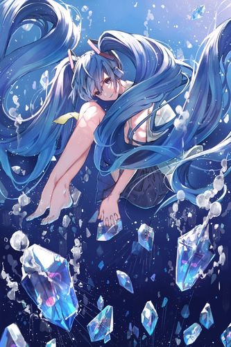 像初音未來的虛擬人物藍色頭發(fā),初音未來綠色頭發(fā)  第2張