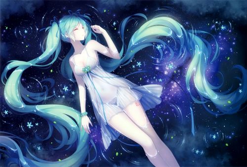 像初音未來的虛擬人物藍色頭發(fā),初音未來綠色頭發(fā)  第4張